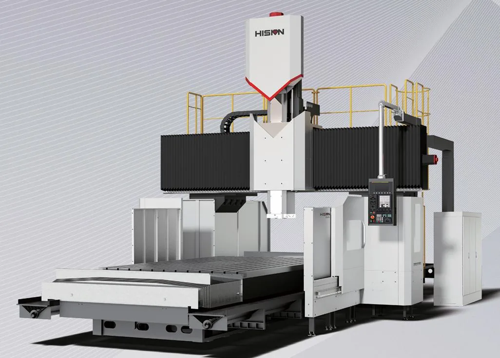 A Hision bridge type machining centre shown as a manufacturer's computer render