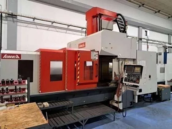 The AWEA SP-2016 bridge type machining centre on the Om Sai Tools and Technologies shop floor